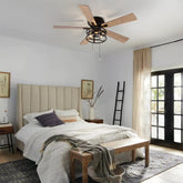 52-inch 5-Blade Flush Mount Ceiling Fan with Light Kit and Pull Chain